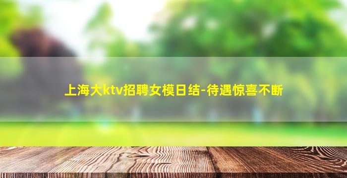 上海大ktv招聘女模日结-待遇惊喜不断